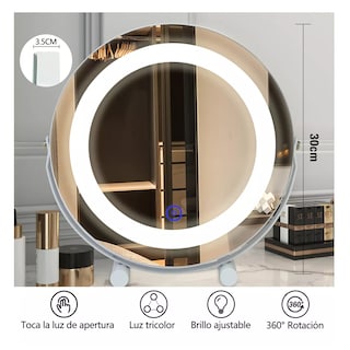 Foto 3 | Espejo con Luz Led Ajustable Táctil Espejo para Maquillaje Eo Safe Imports Blanco