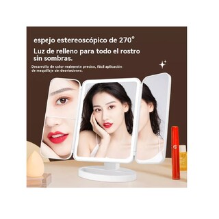 Foto 3 | Espejo Cosmético Led Recambio Luz Tres Lados Plegable Eo Safe Imports Blanco