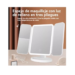 Foto 4 | Espejo Cosmético Led Recambio Luz Tres Lados Plegable Eo Safe Imports Blanco
