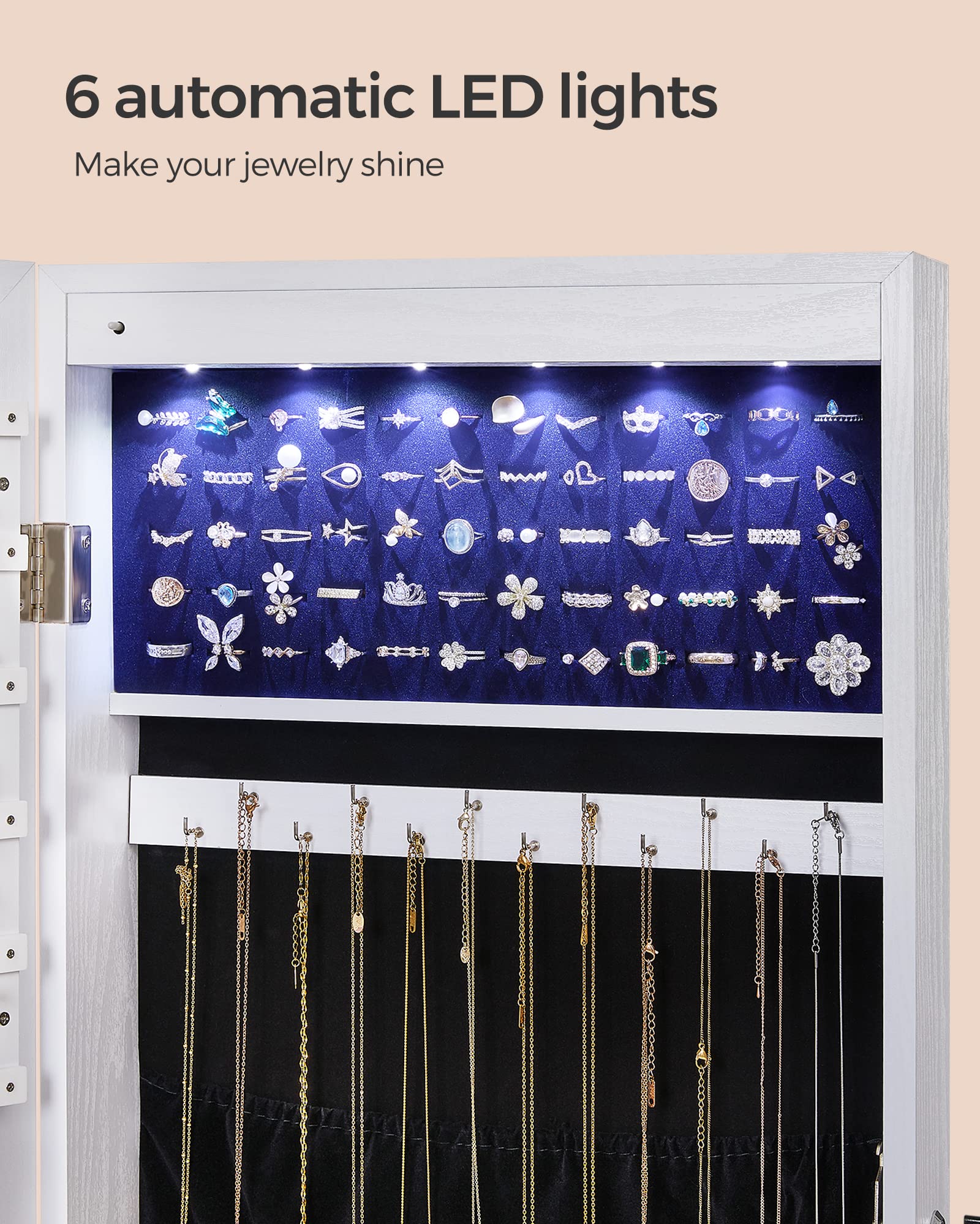 Foto 6 pulgar | Joyero Colgante Songmics Con Luces Led Y Espejo - Venta Internacional.