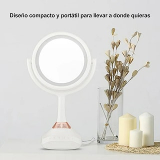 Foto 4 | Espejo De Maquillaje Con Luz Led, Altavoz Bluetooth, Aumento, Blanco