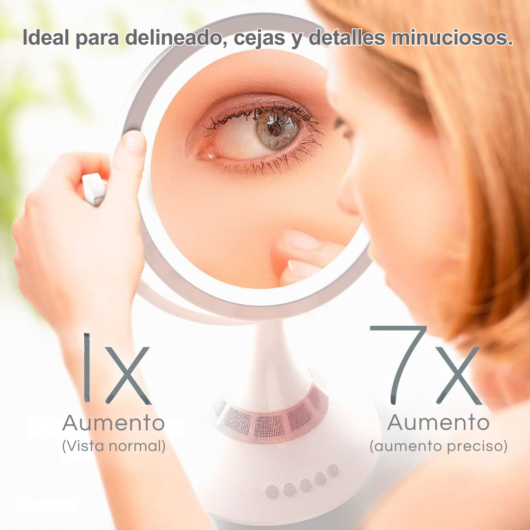Foto 5 | Espejo De Maquillaje Con Luz Led, Altavoz Bluetooth, Aumento, Blanco