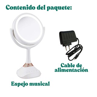 Foto 7 | Espejo De Maquillaje Con Luz Led, Altavoz Bluetooth, Aumento, Blanco