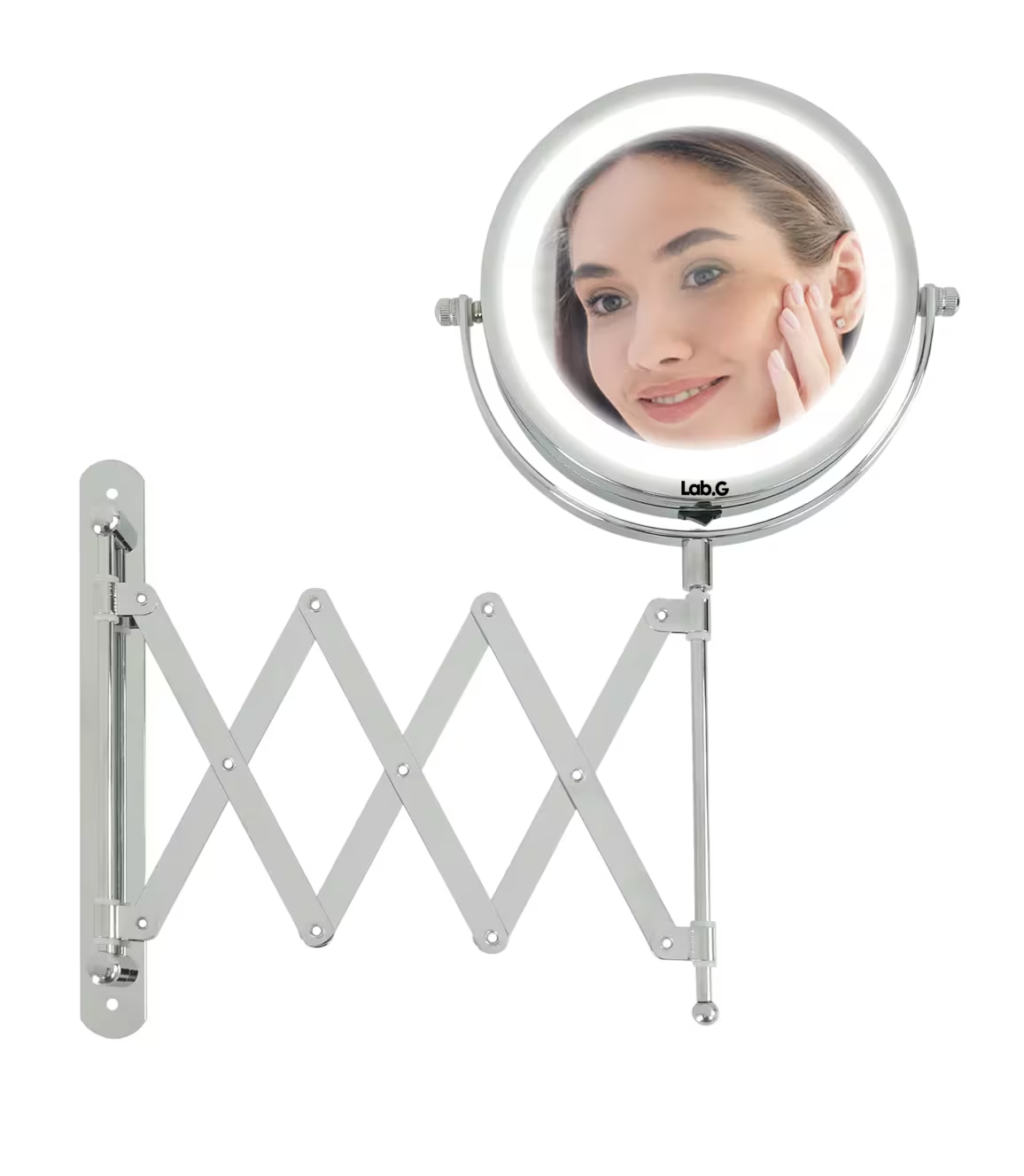 Espejo Redondo Para Maquillaje De Pared Con Luz Para Baño Marco Plateado