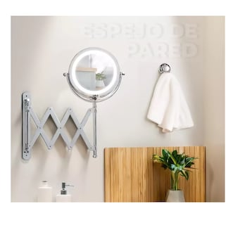 Foto 3 | Espejo Redondo Para Maquillaje De Pared Con Luz Para Baño Marco Plateado