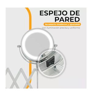Foto 4 | Espejo Redondo Para Maquillaje De Pared Con Luz Para Baño Marco Plateado