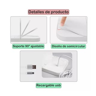 Foto 2 | Espejo De Maquillaje Led De 3 Niveles Recargable Usb, Belug Blanco