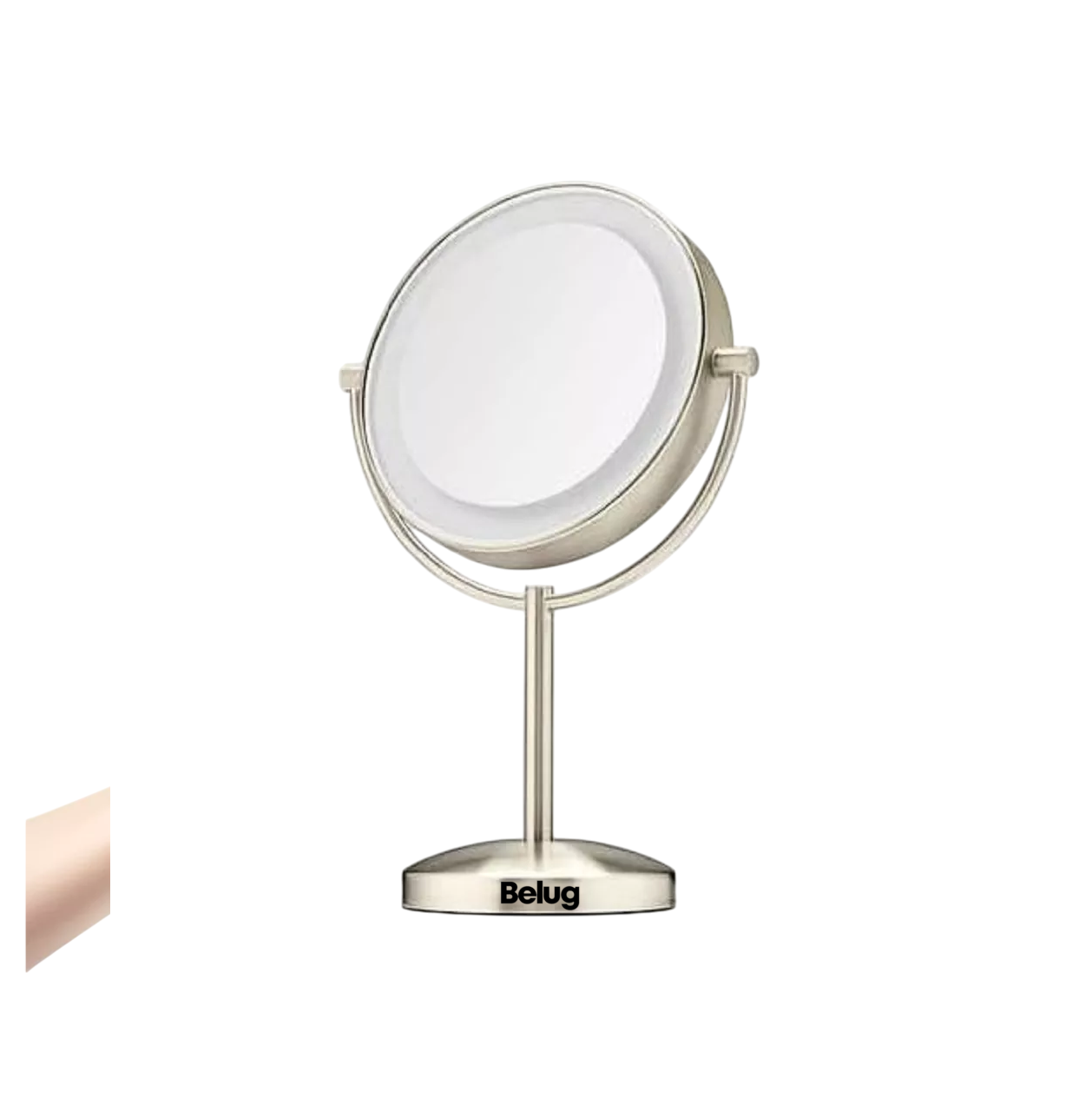 Espejo Doble Cara Belug 22 Cm 1x Aumento 10x C/ Luz Led Dorado