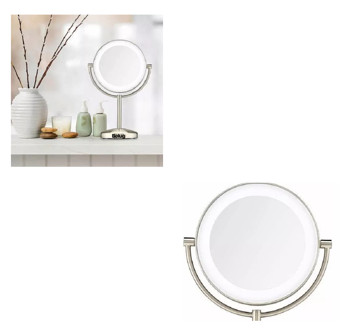 Foto 3 pulgar | Espejo Doble Cara Belug 22 Cm 1x Aumento 10x C/ Luz Led Dorado