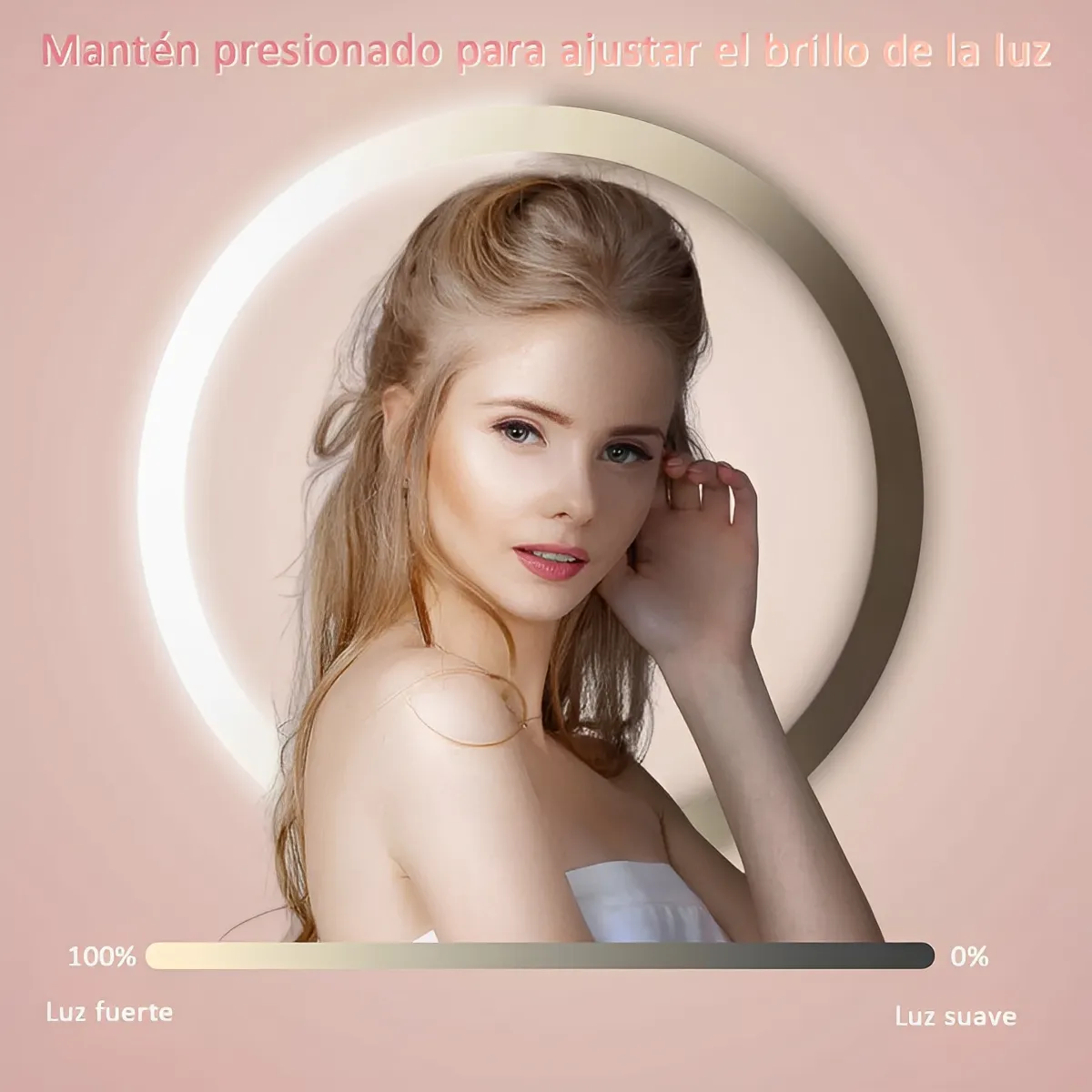 Foto 5 pulgar | Espejo Con Luz Belug Para Maquilla Aumento Ajustable Táctil 3modos Blanco
