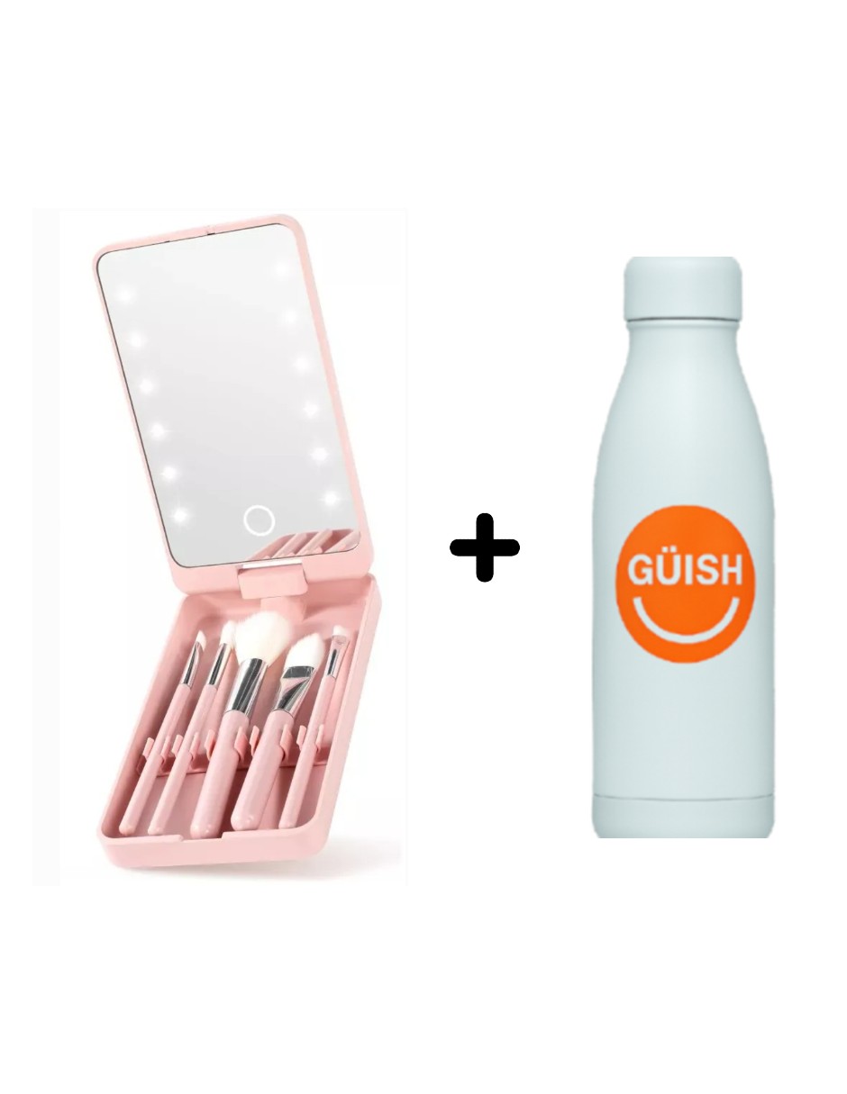 Foto 2 pulgar | Espejo Maquillaje Led Rotación De 360°incluye Brochas + Gratias Termo Güish De Regalo