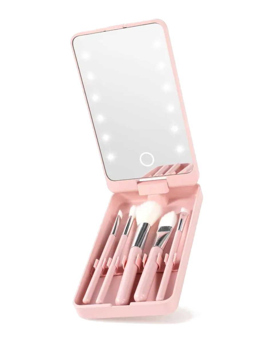 Foto 3 pulgar | Espejo Maquillaje Led Rotación De 360°incluye Brochas + Gratias Termo Güish De Regalo