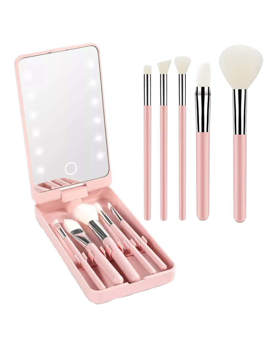 Foto 4 pulgar | Espejo Maquillaje Led Rotación De 360°incluye Brochas + Gratias Termo Güish De Regalo