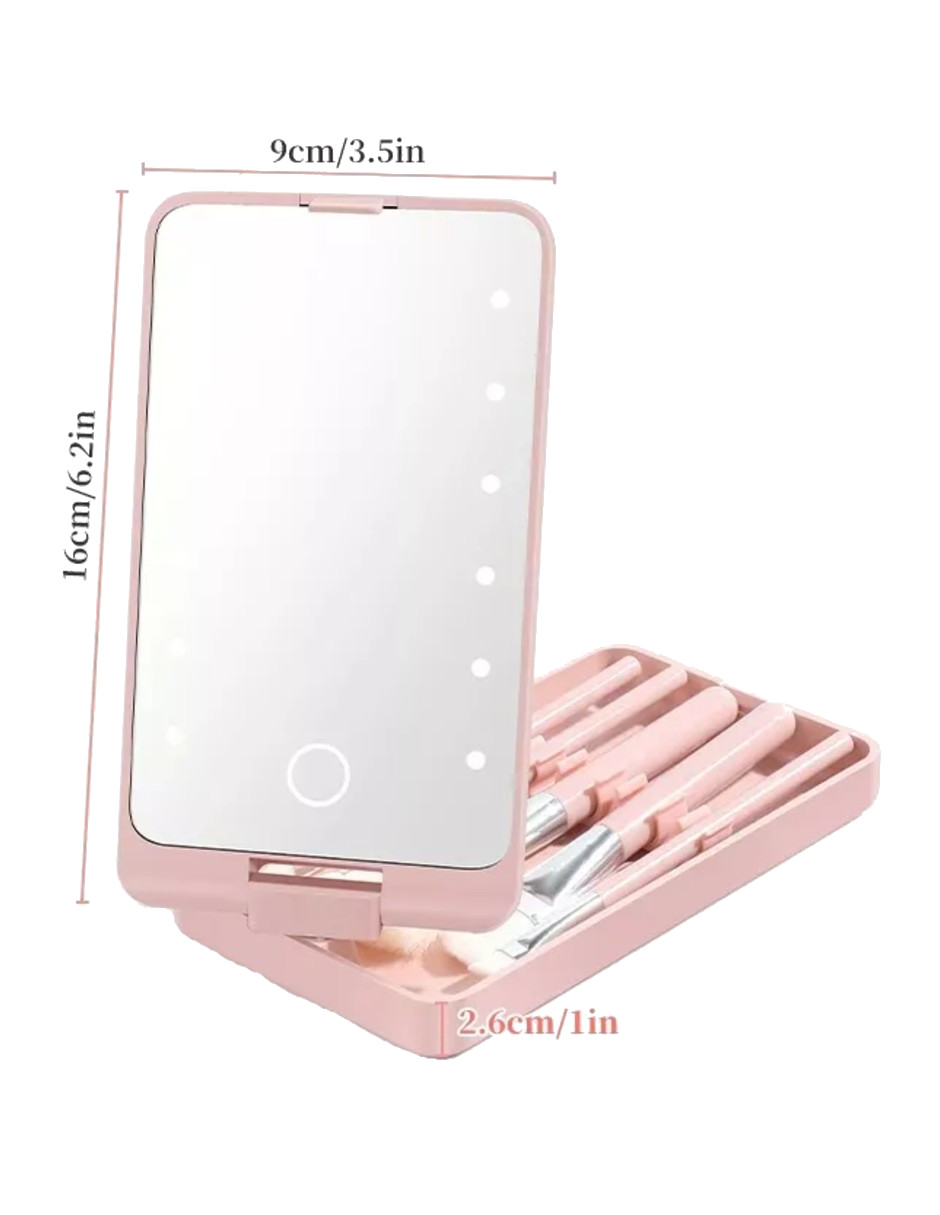 Foto 5 pulgar | Espejo Maquillaje Led Rotación De 360°incluye Brochas + Gratias Termo Güish De Regalo
