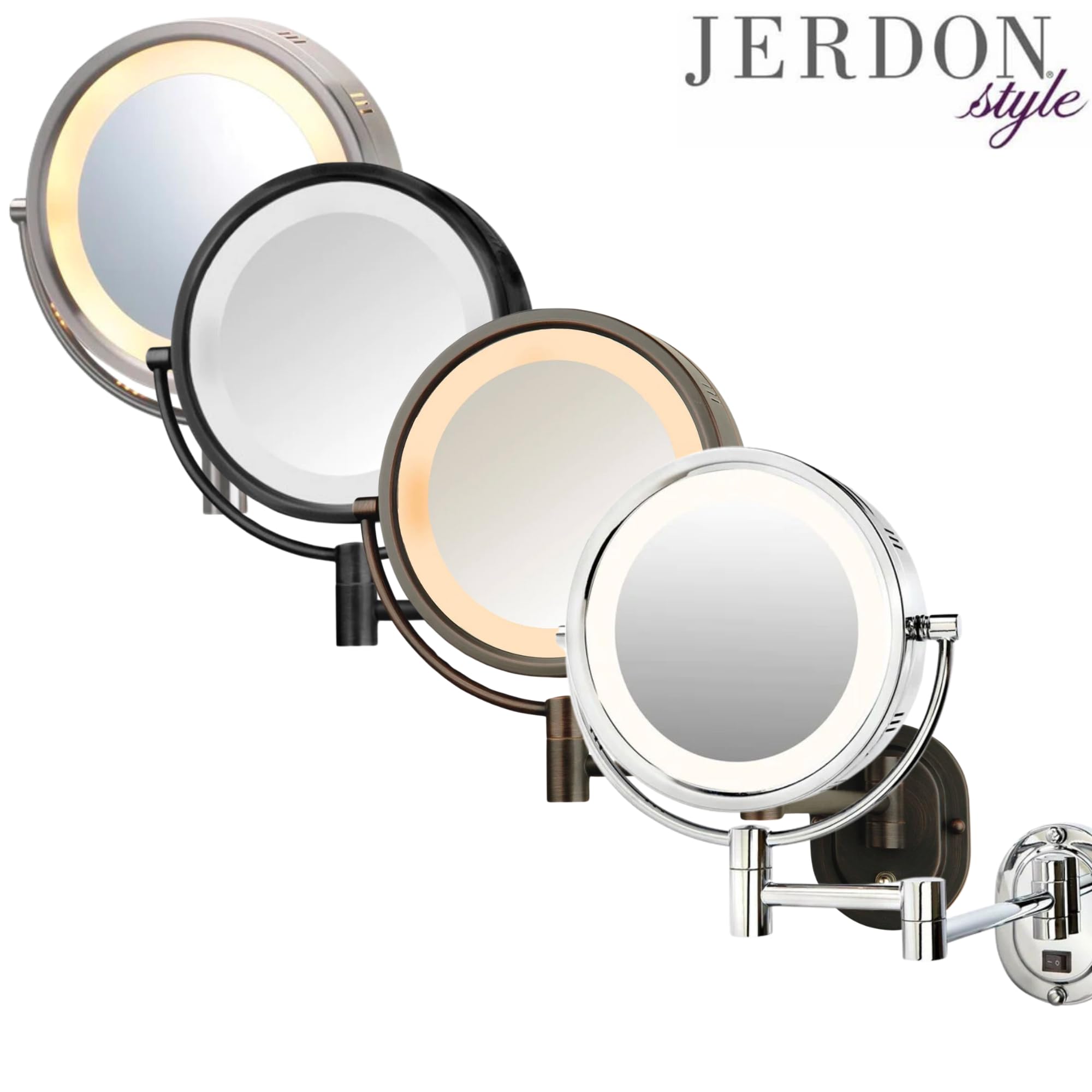 Foto 5 | Espejo De Maquillaje Jerdon Montado En La Pared Con Iluminación De Aumento 5x - Venta Internacional.