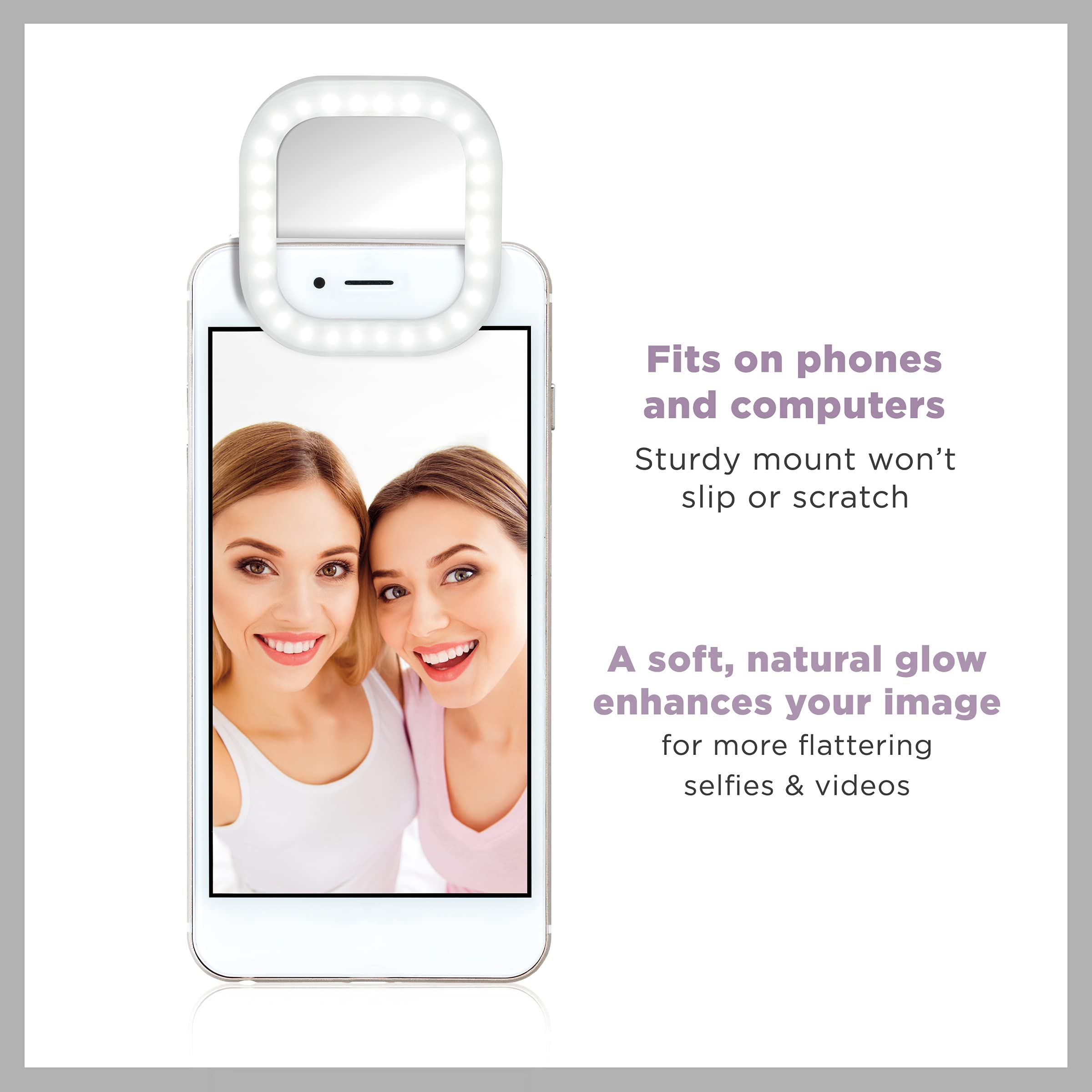 Foto 3 pulgar | Espejo De Maquillaje Conair Iluminado Con Anillo Para Selfies, Color Blanco Claro - Venta Internacional.