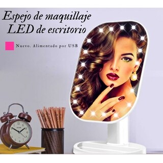 Foto 2 | Espejo De Maquillaje Led Ovalado Con Control Táctil Ajuste De Luz Portátil