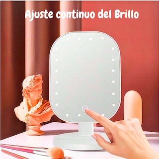 Foto 7 | Espejo De Maquillaje Led Ovalado Con Control Táctil Ajuste De Luz Portátil Negro