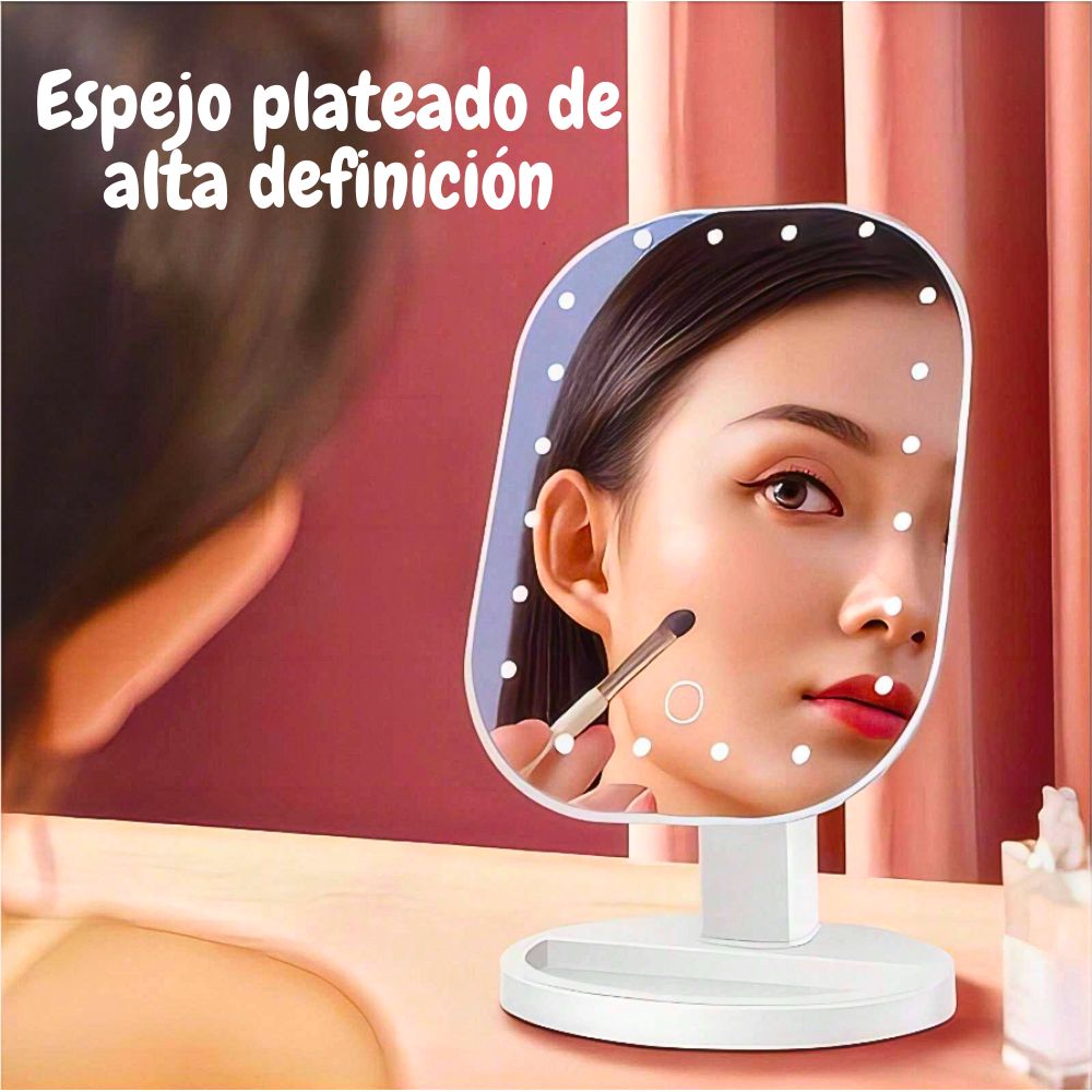 Foto 9 pulgar | Espejo De Maquillaje Led Ovalado Con Control Táctil Ajuste De Luz  Portátil Negro