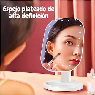 Foto 8 | Espejo De Maquillaje Led Ovalado Con Control Táctil Ajuste De Luz Portátil Negro
