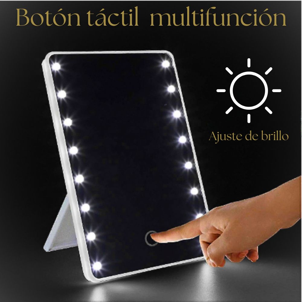 Foto 2 | Espejo De Tocador De Maquillaje Con Luz Led Y Control Táctil Plegable Portátil De 360° Negro