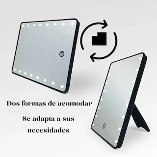 Foto 3 | Espejo De Tocador De Maquillaje Con Luz Led Y Control Táctil Plegable Portátil De 360° Negro