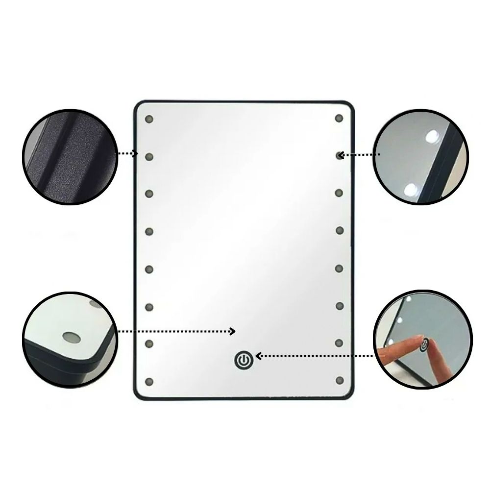 Foto 5 pulgar | Espejo De Tocador De Maquillaje Con Luz Led Y Control Táctil Plegable Portátil De 360° Negro