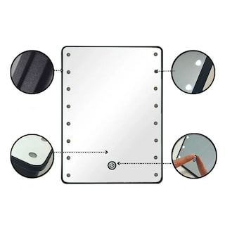 Foto 4 | Espejo De Tocador De Maquillaje Con Luz Led Y Control Táctil Plegable Portátil De 360° Negro