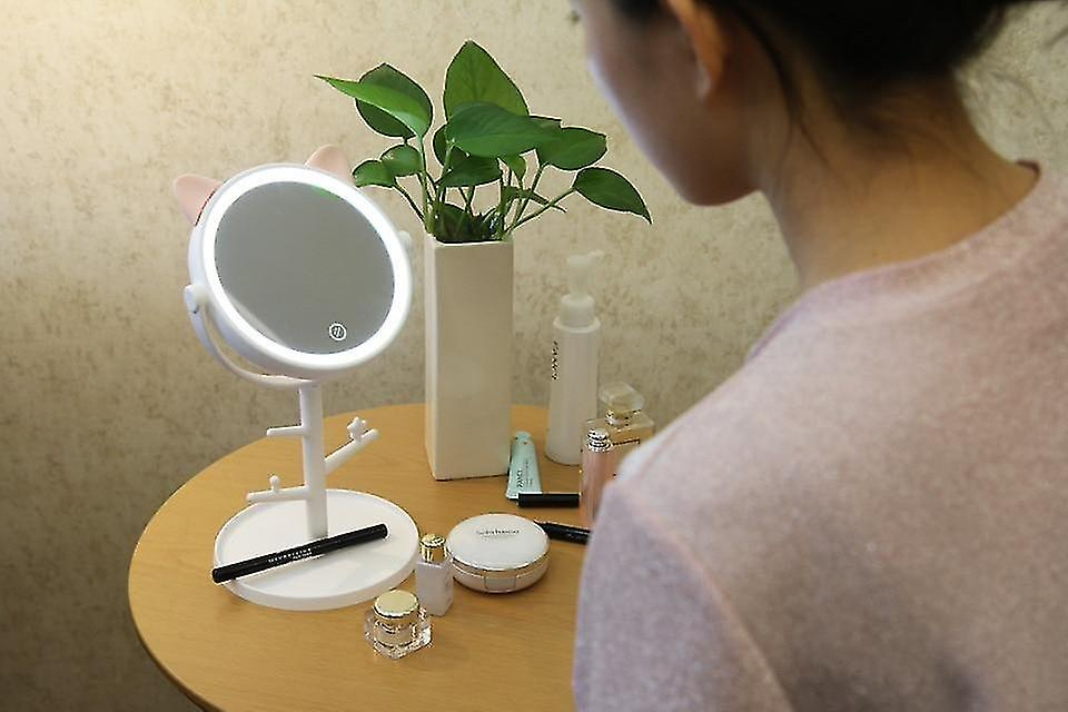 Foto 4 | Espejo Led De Maquillaje Huoguo Con Forma De Oreja De Gato Rosa Con Usb - Venta Internacional.