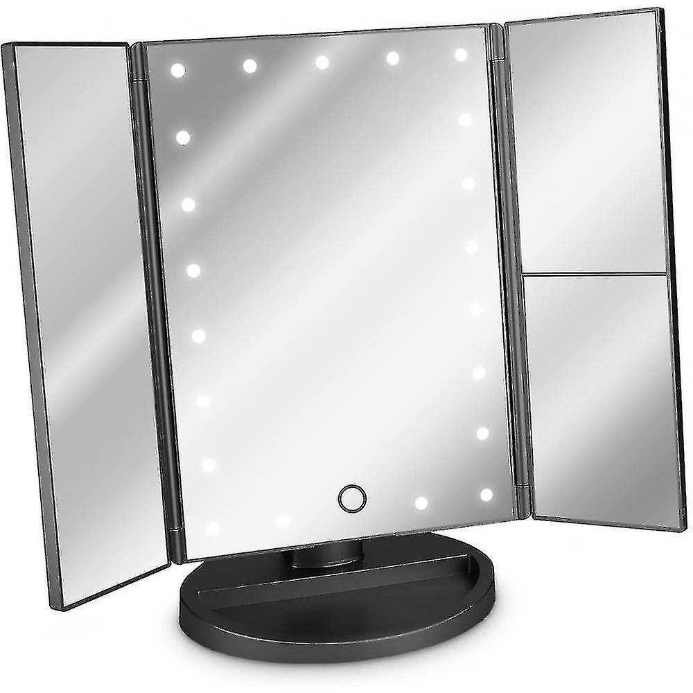 Foto 2 pulgar | Espejo Cosmético Huoguo Led Plegable Con Soporte Para Almacenamiento  Color Negro - Venta Internacional.