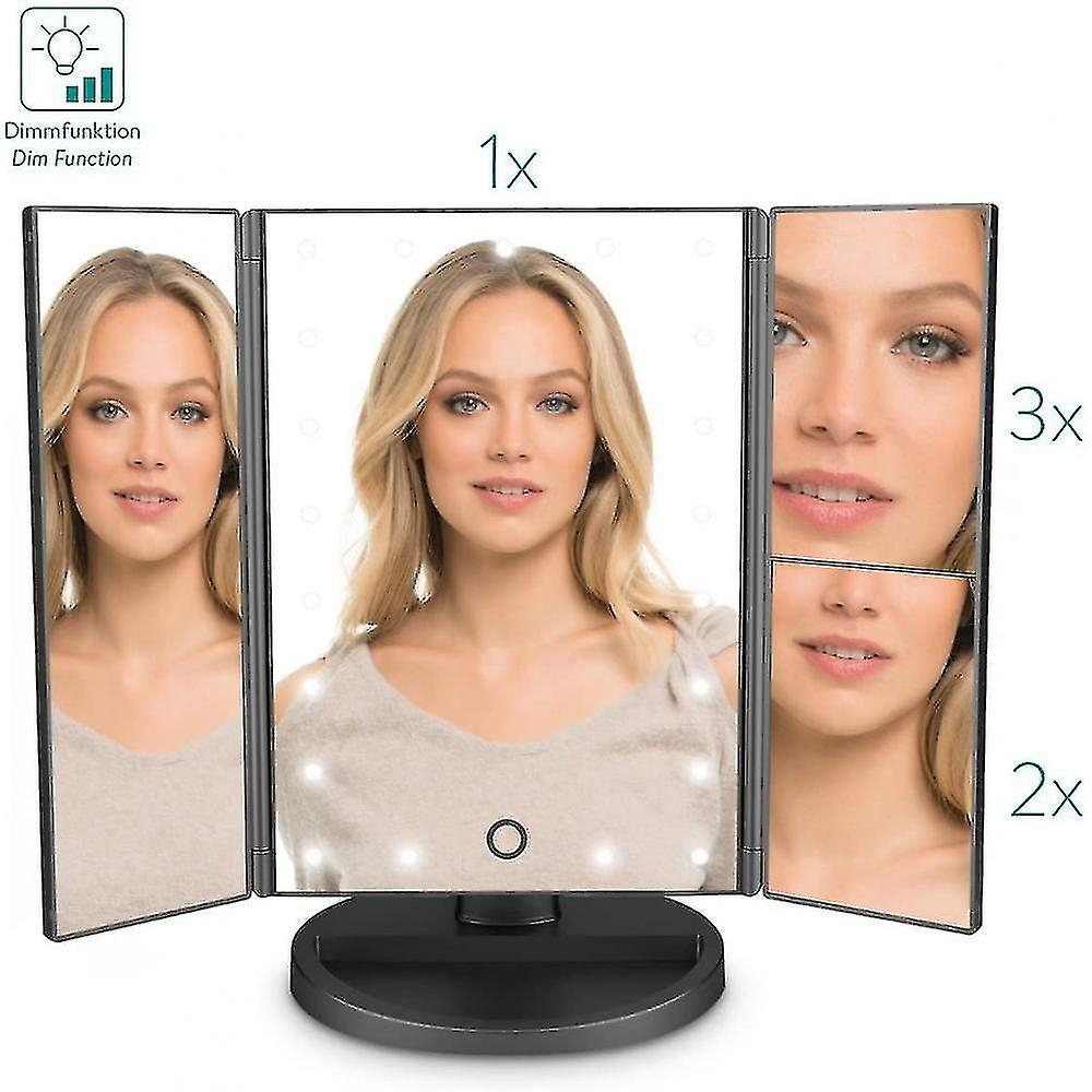 Foto 3 pulgar | Espejo Cosmético Huoguo Led Plegable Con Soporte Para Almacenamiento  Color Negro - Venta Internacional.