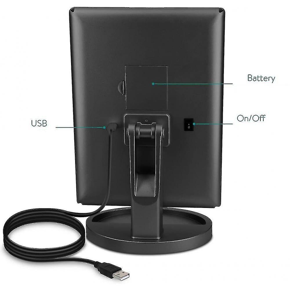 Foto 5 pulgar | Espejo Cosmético Huoguo Led Plegable Con Soporte Para Almacenamiento  Color Negro - Venta Internacional.
