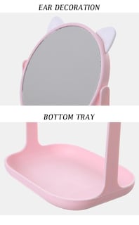 Foto 3 | Espejo De Maquillaje Huoguo Con Forma De Oreja De Gato Con Capacidad De Rotación De 360° Color Rosa - Venta Intern