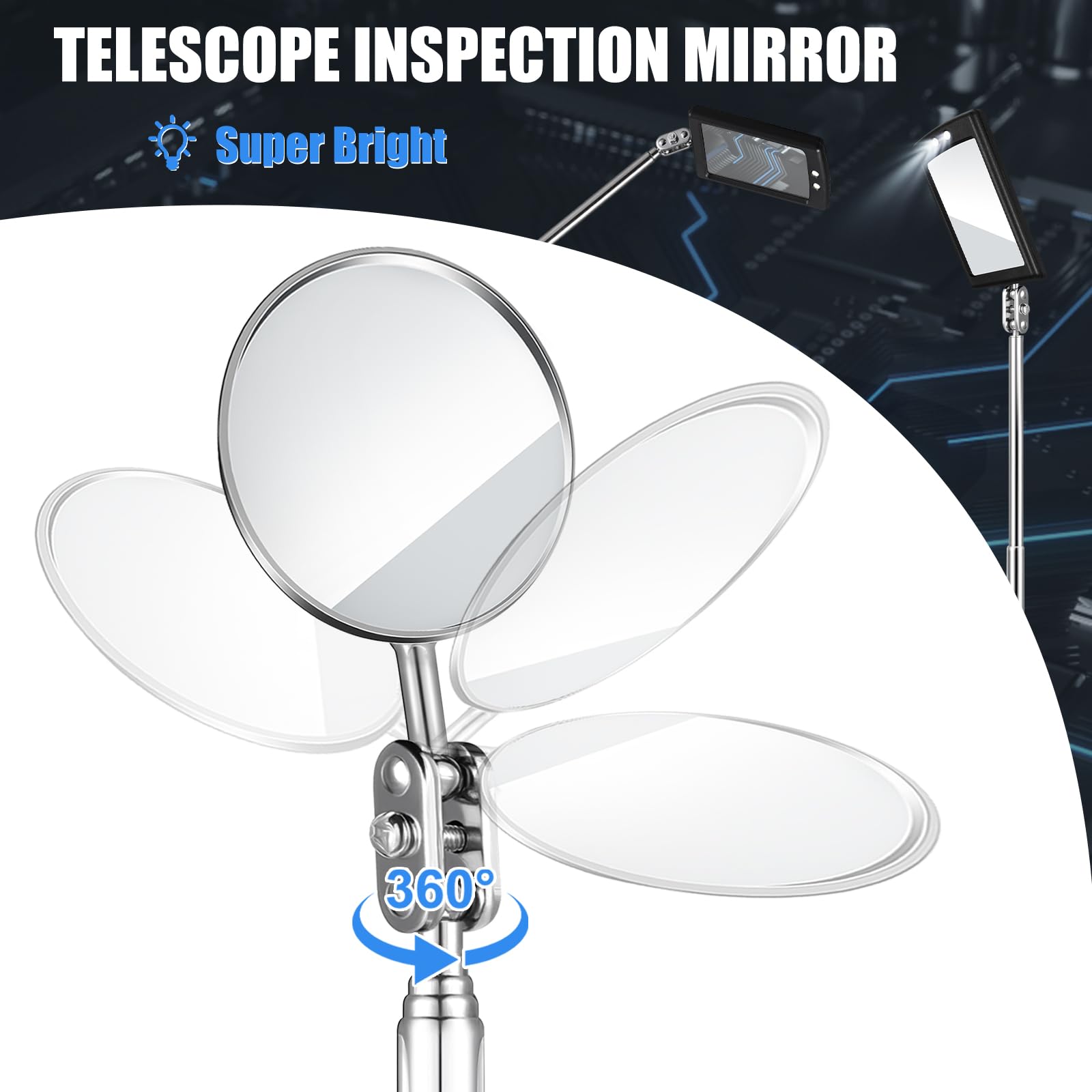 Foto 4 pulgar | Espejo De Inspección Telescópico Con Luz Led  4 Piezas Bbto - Venta Internacional.