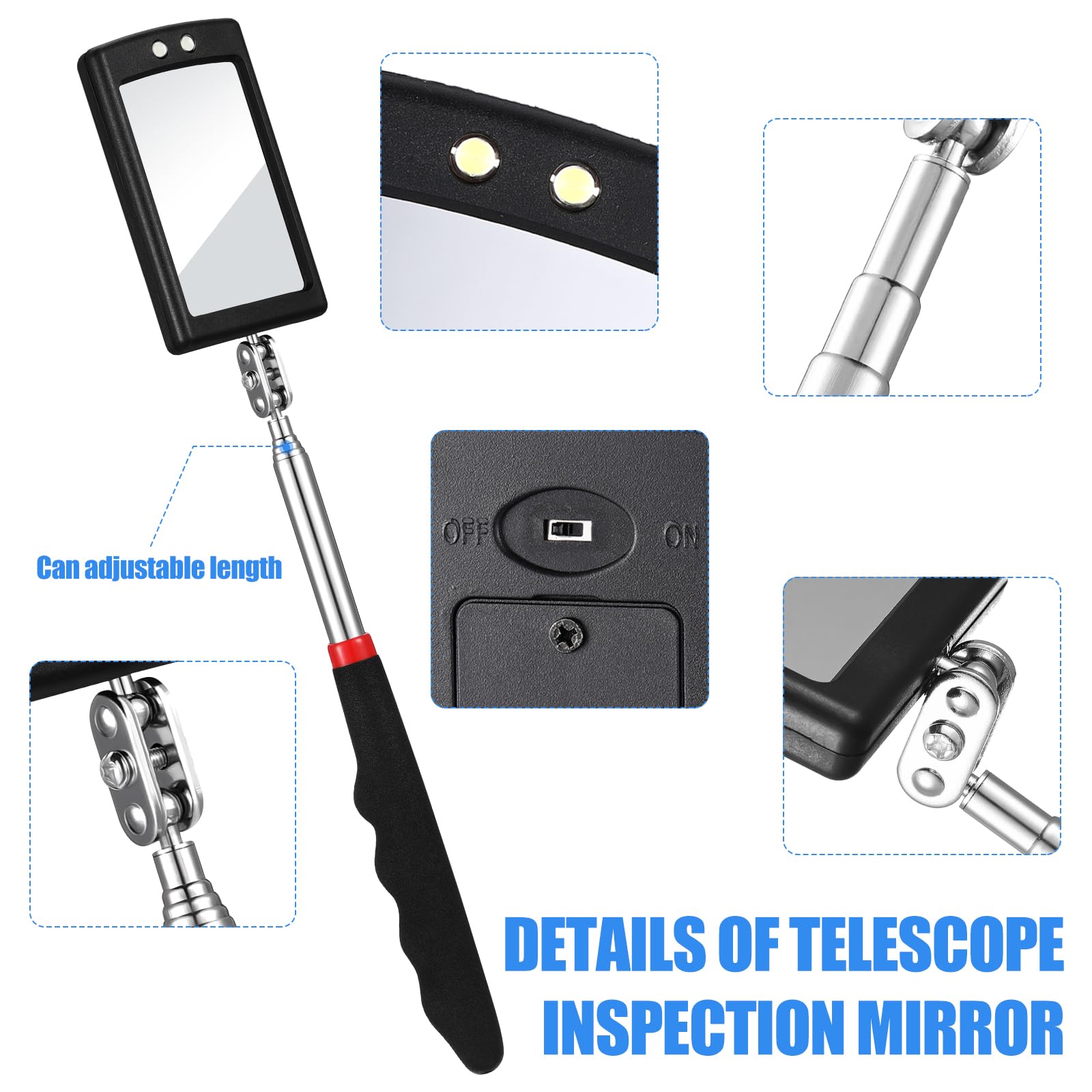 Foto 5 pulgar | Espejo De Inspección Telescópico Con Luz Led  4 Piezas Bbto - Venta Internacional.
