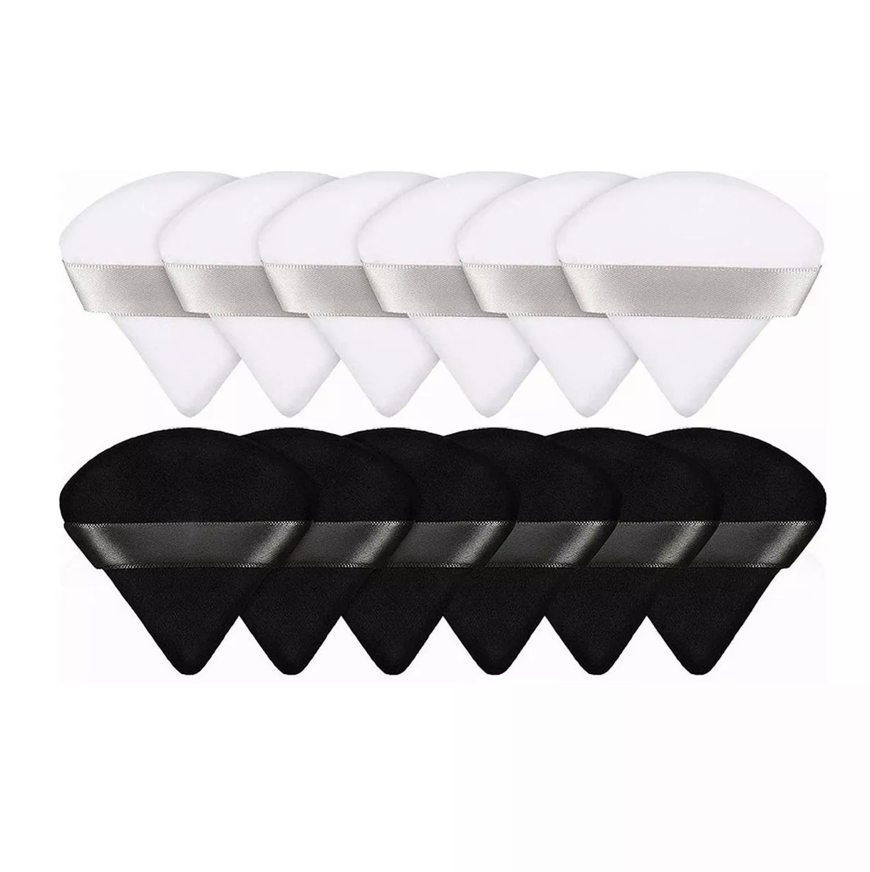 Esponja para Maquillaje Puffs Polvo Triángulo Negro/Blanco 12 Piezas