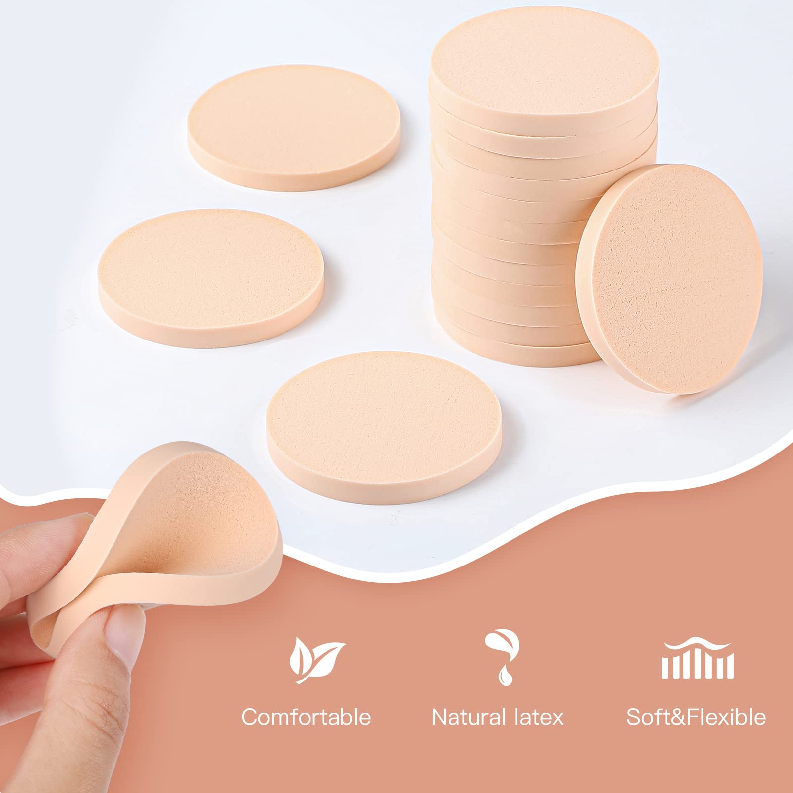 Foto 6 pulgar | Esponjas de Maquillaje Redondas Patelai con Funda Transparente 100 Unidades - Venta Internacional