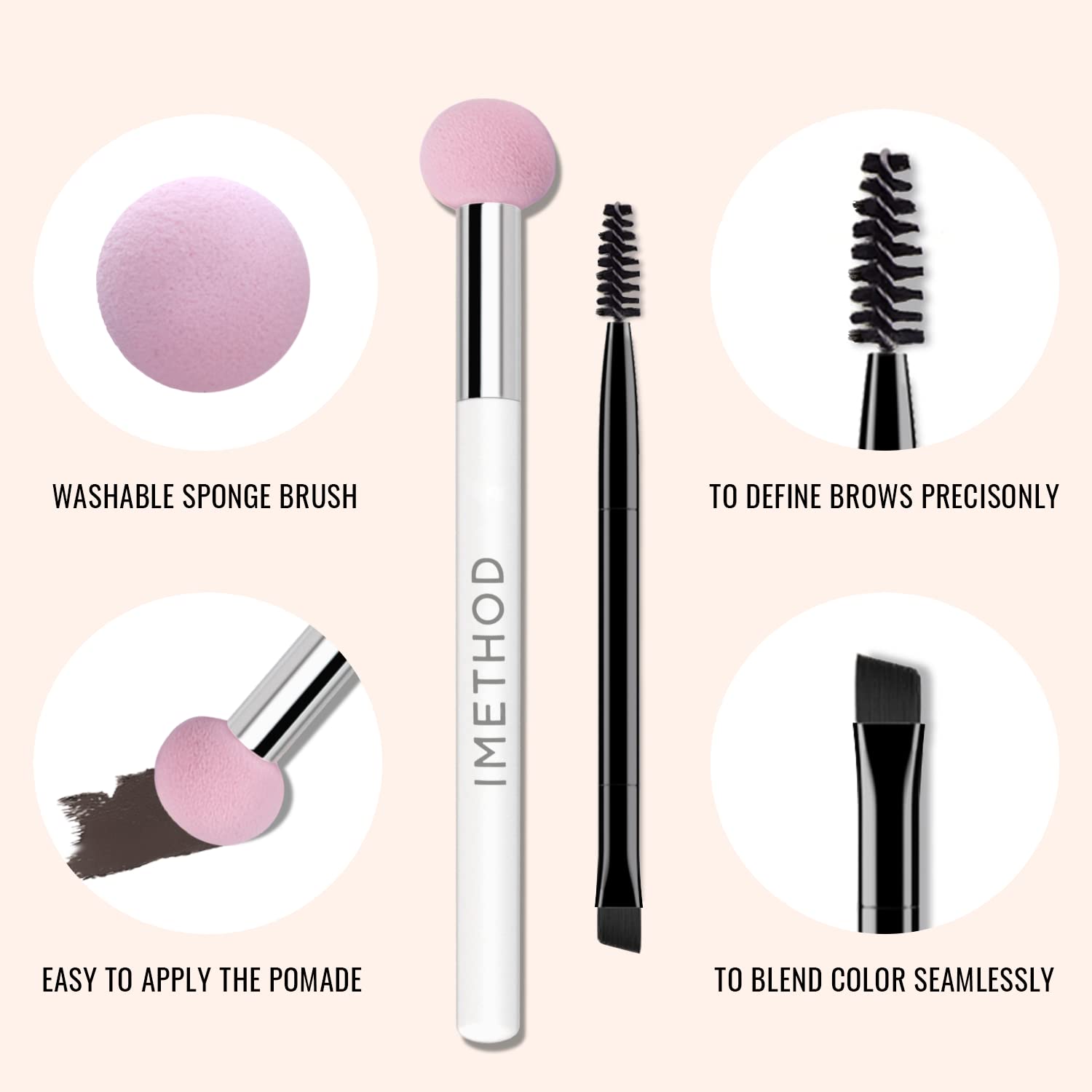 Foto 3 pulgar | Esponja de Maquillaje iMethod con Brocha para Cejas-Venta Internacional