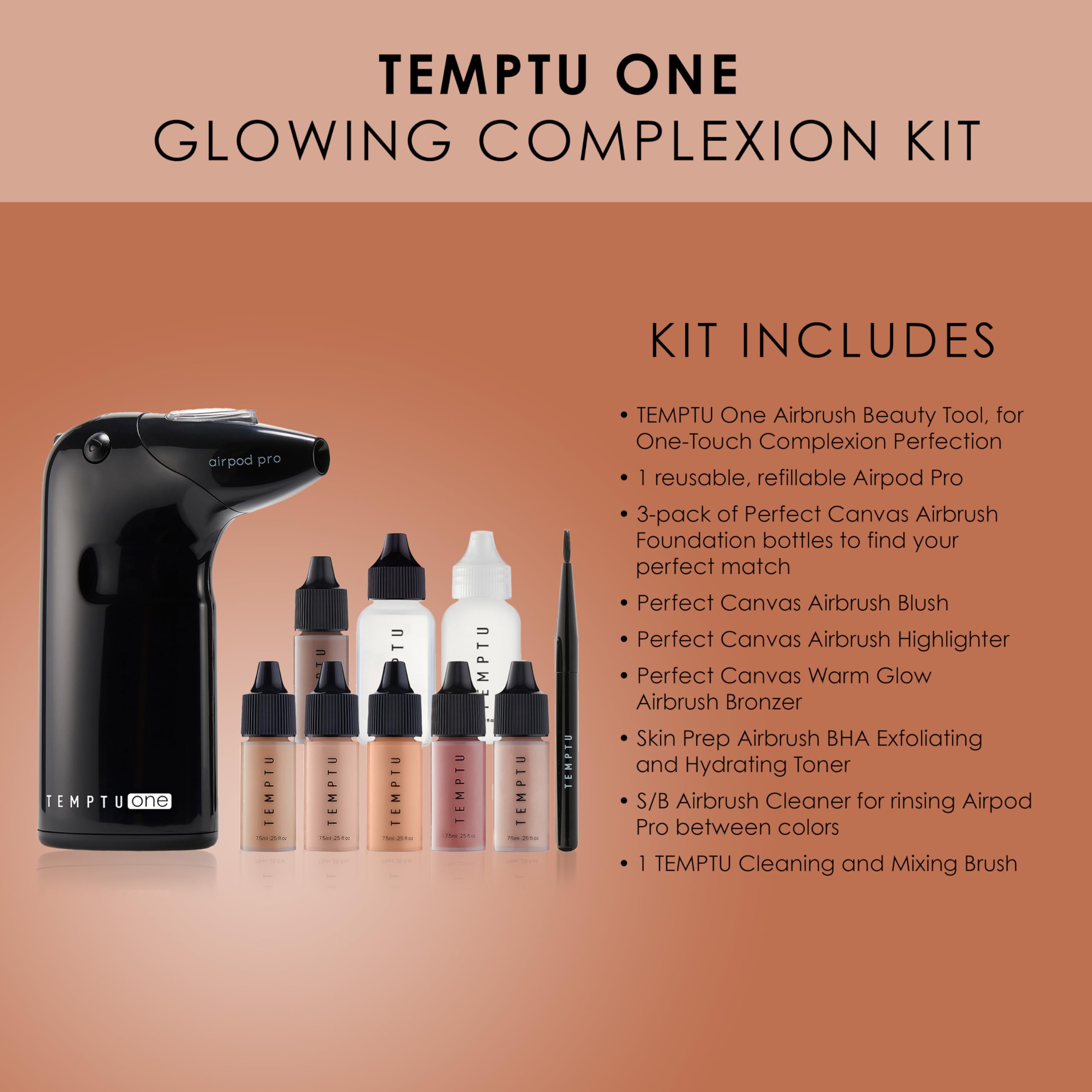 Foto 3 pulgar | Kit De Maquillaje Temptu One Airbrush Complexion Dark/deep, 11 Piezas - Venta Internacional.