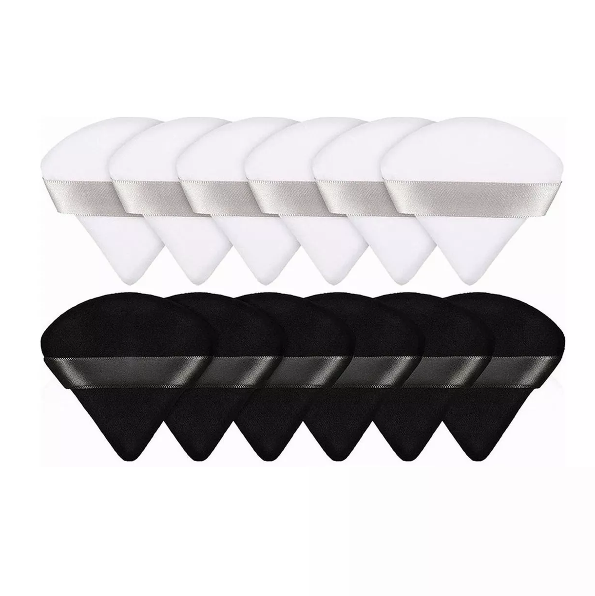 Foto 2 pulgar | Esponja Para Maquillaje Puffs Polvo Triángulo Negro/blanco 12 Piezas Belug