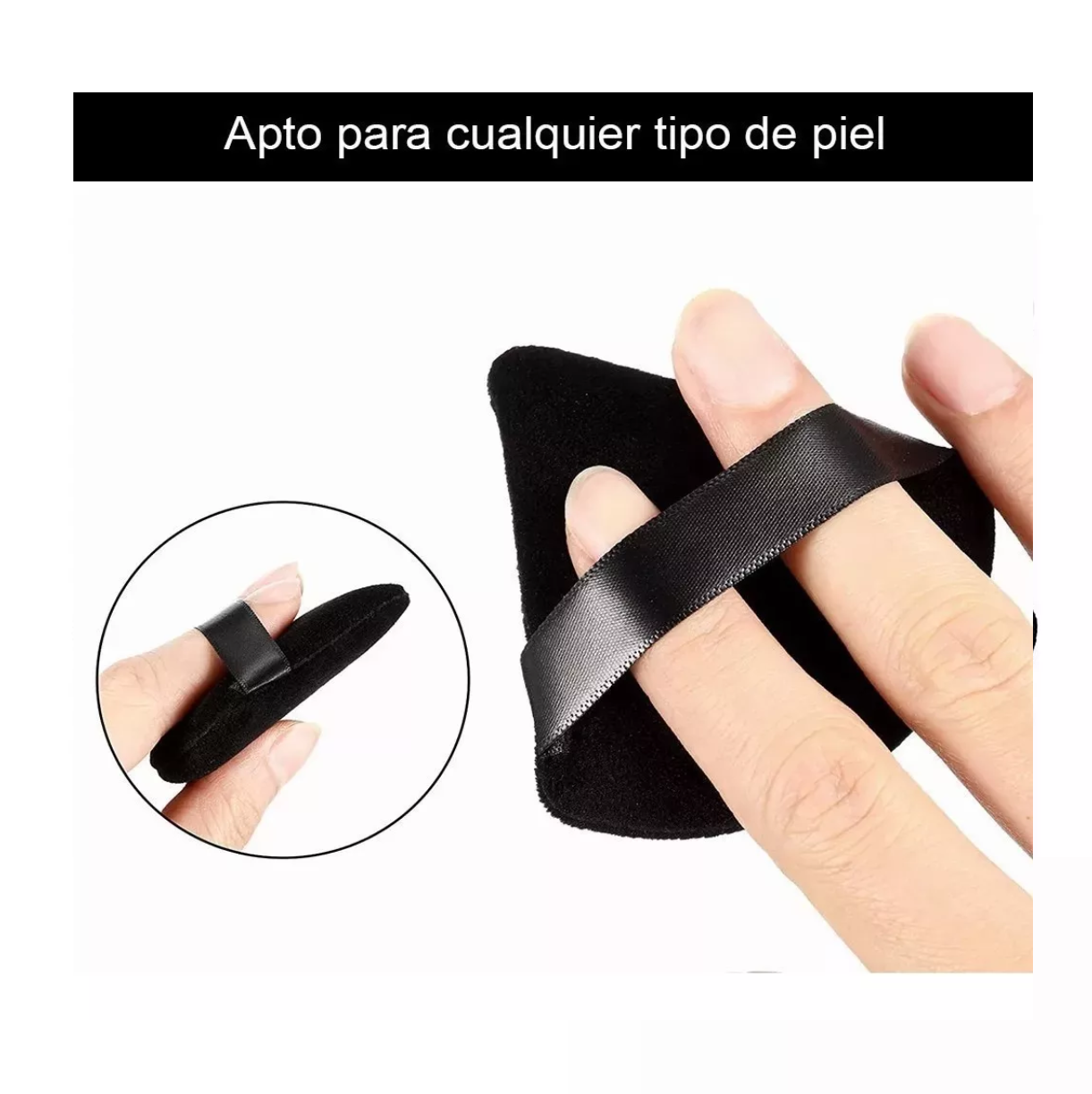 Foto 3 pulgar | Esponja Para Maquillaje Puffs Polvo Triángulo Negro/blanco 12 Piezas Belug