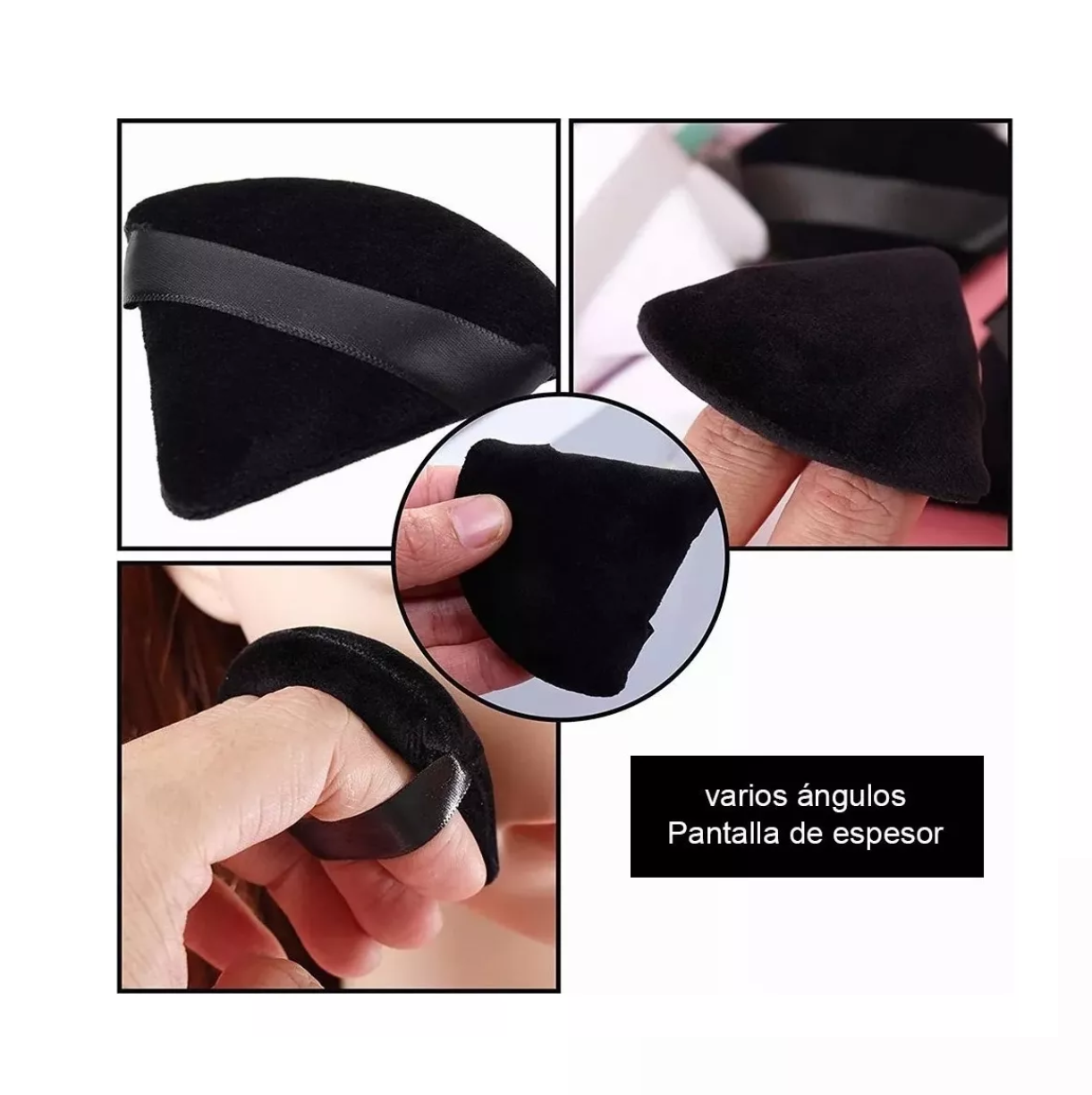 Foto 5 | Esponja Para Maquillaje Puffs Polvo Triángulo Negro/blanco 12 Piezas Belug
