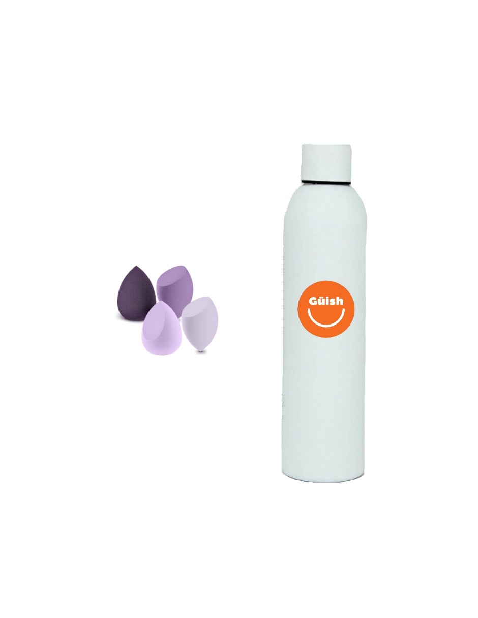 Foto 2 pulgar | Kit Esponjas Para Maquillaje 4pzas +termo De Agua Güish