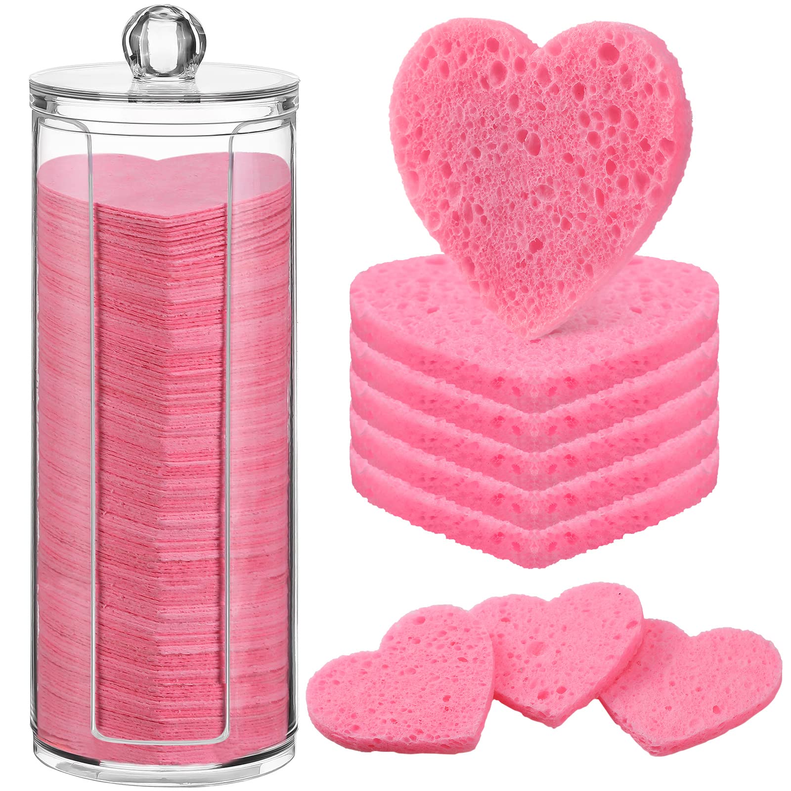 Esponjas Faciales Comprimidas Sieral, 120 Unidades, Con Recipiente, Color Rosa - Venta Internacional. $874