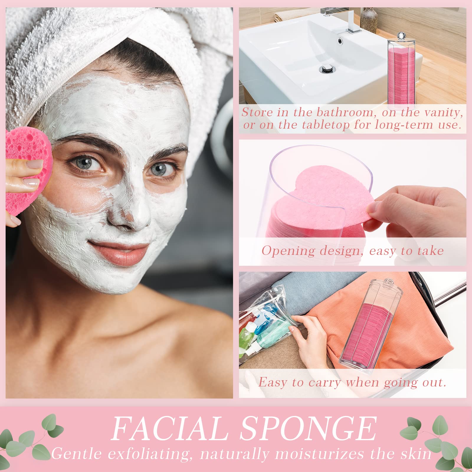 Foto 3 | Esponjas Faciales Comprimidas Sieral, 120 Unidades, Con Recipiente, Color Rosa - Venta Internacional.