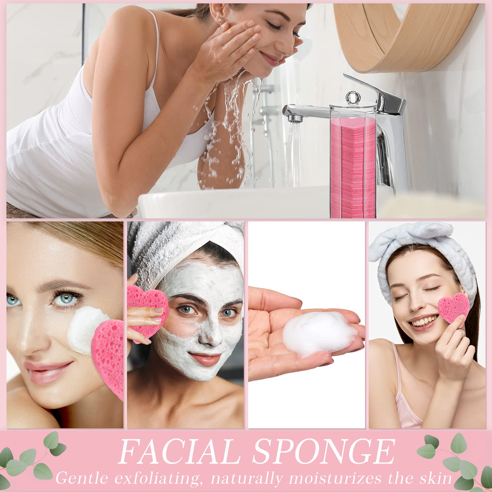 Foto 5 | Esponjas Faciales Comprimidas Sieral, 120 Unidades, Con Recipiente, Color Rosa - Venta Internacional.