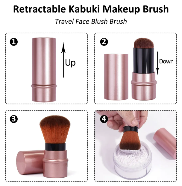 Foto 4 pulgar | Xtellar Beauty: Set De 5 Esponjas De Maquillaje Profesional Y Brocha Kabuki Retráctil