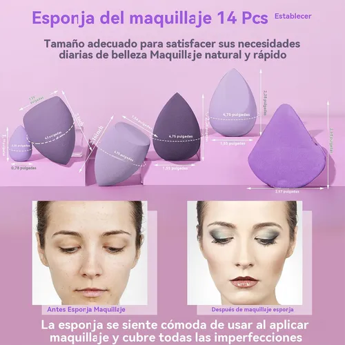 Foto 3 pulgar | Esponjas De Maquillaje Xtellar Húmedo Y Seco De 14 Piezas  Multiusos