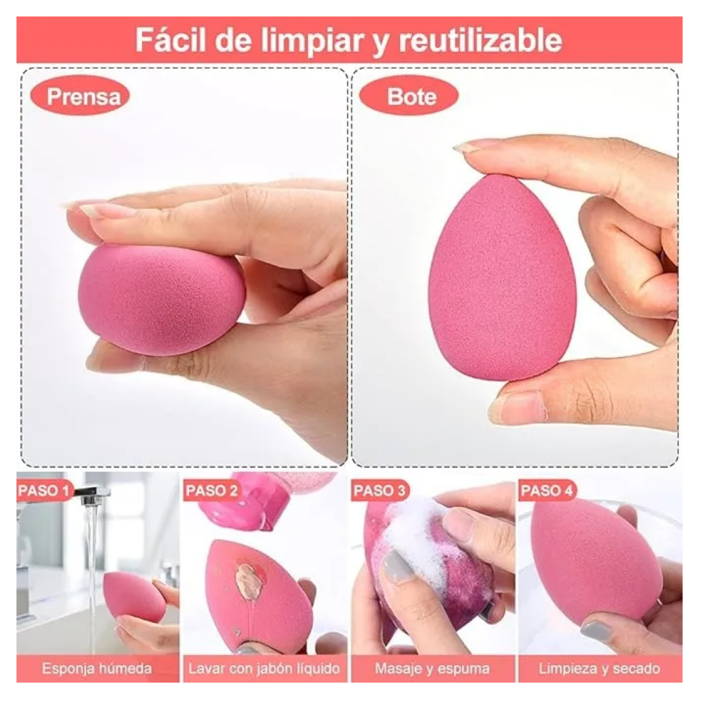 Foto 5 pulgar | Kit Esponja De Maquillaje Caja De 8 Piezas Lab.g   Rosa