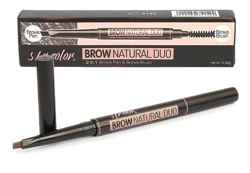 Lápiz Con Cepillo Para Cejas Brow Natural Duo 2 En 1, Marron Claro